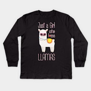 Just A Girl Who Loves Llamas - Funny Llama Girls Kids Long Sleeve T-Shirt